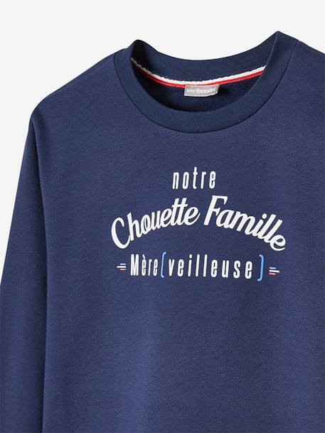 Sweat para mulher 'notre Chouette Famille' coleção cápsula da Vertbaudet AZUL ESCURO LISO 