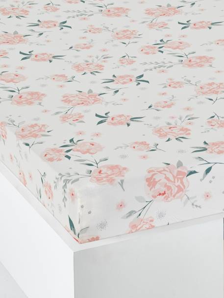 Lençol-capa para criança Água de Rosas BRANCO CLARO ESTAMPADO 