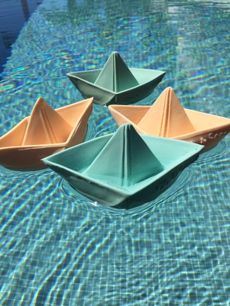 Brinquedo para o banho, Barco Origami - OLI & CAROL baunilha+menta+nude 