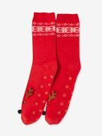 Pack de meias de Natal para criança + adulto, Oeko Tex® VERMELHO ESCURO ESTAMPADO 