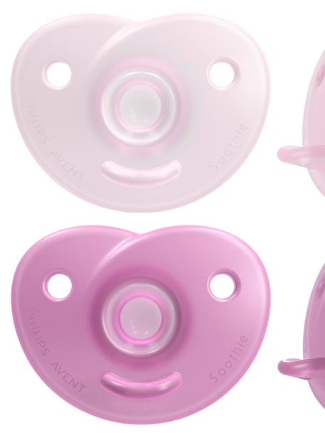 Lote de 2 chupetas para recém-nascido, Philips AVENT Soothie Coeur AZUL CLARO LISO+ROSA CLARO LISO 