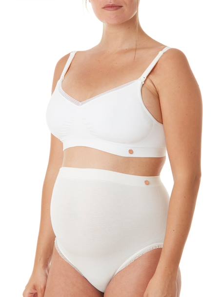 Cuecas de cintura subida para grávida, sem costuras, Organic da CACHE COEUR BRANCO CLARO LISO 