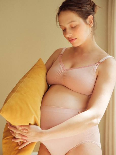 Soutien sem costuras, especial gravidez e amamentação, Organic da CACHE COEUR BRANCO CLARO LISO+ROSA CLARO LISO 