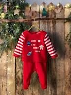 Pijama de 2 peças em veludo, especial Natal, para bebé VERMELHO ESCURO LISO COM MOTIV 