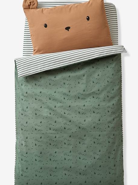 Fronha de almofada para bebé, urso Green Forest CASTANHO MEDIO LISO COM MOTIVO 