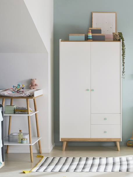 Armário com 2 portas, tema Confetes BRANCO MEDIO LISO COM MOTIVO+VERDE MEDIO LISO 