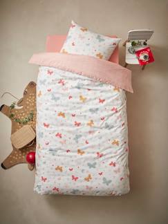 Têxtil-lar e Decoração-Roupa de cama criança-Capas de edredon-Conjunto capa de edredon + fronha de almofada para criança, Borboletas, Basics