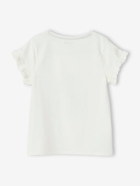 T-shirt com bicicleta, para menina BRANCO MEDIO LISO COM MOTIVO+cru+rosado+rosa-pálido+verde-água 