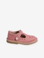 Sapatos em pele, para menina, coleção autonomia cru+dourado+ROSA MEDIO LISO COM MOTIVO 