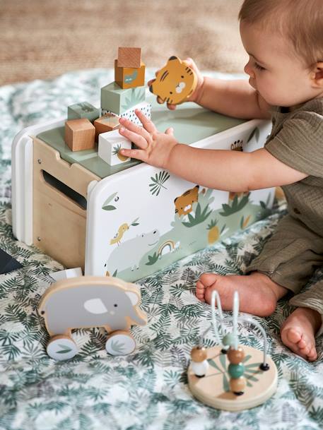 Caixa de brinquedos Raposa, multiatividades VERDE MEDIO LISO COM MOTIVO 