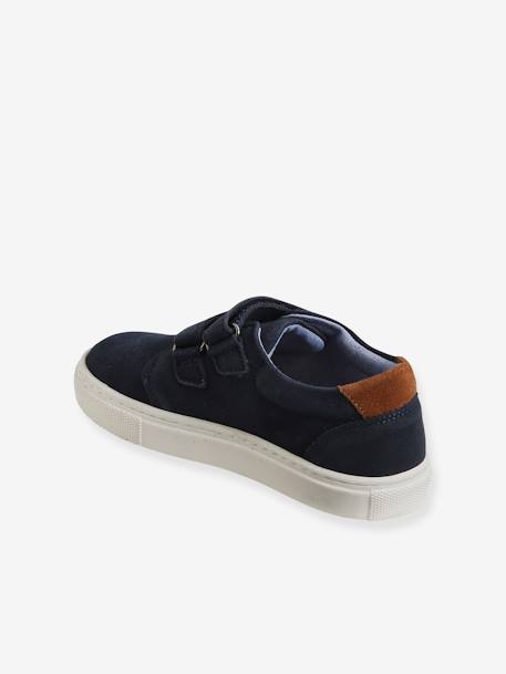 Sapatos derbies em pele com barras autoaderentes, para menino AZUL ESCURO LISO+CASTANHO MEDIO LISO+marinho 