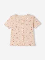 T-shirt às flores, em malha canelada, para bebé ROSA CLARO ESTAMPADO 