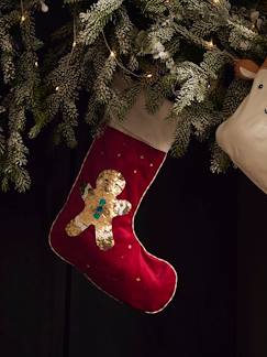 Personalizáveis-Têxtil-lar e Decoração-Decoração-Adereços de decoração-Meia de Natal com lantejoulas reversíveis, personalizável, Boneco de gengibre