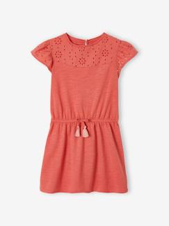 Vestido com bordado inglês, para menina