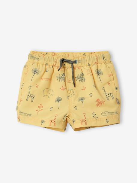 Calções de banho selva, para bebé menino AMARELO CLARO ESTAMPADO 