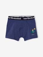 Lote de 5 boxers stretch monstros, para menino AZUL ESCURO LISO COM MOTIVO 