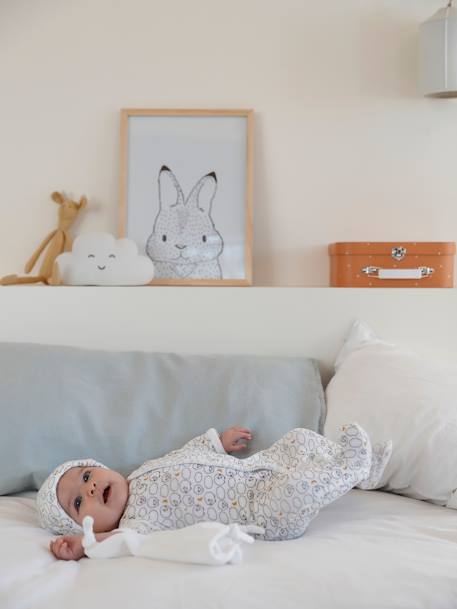 Conjunto de 6 peças e mala, para recém-nascido BRANCO CLARO ESTAMPADO 