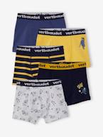 Lote de 5 boxers stretch monstros, para menino AZUL ESCURO LISO COM MOTIVO 