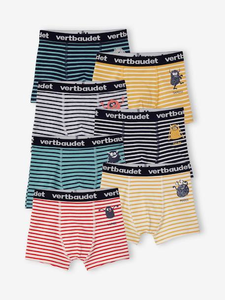 Lote de 7 boxers stretch monstros, para menino BRANCO CLARO ESTAMPADO 