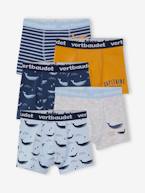 Lote de 5 boxers stretch baleias, para menino, Oeko Tex® AZUL CLARO ESTAMPADO 