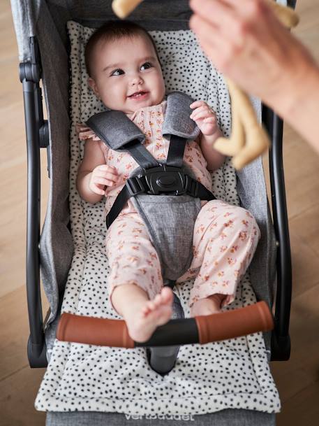 Proteção reversível, bimatéria para assento de carrinho de bebé BRANCO CLARO ESTAMPADO 