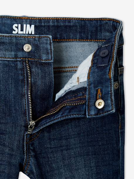 Jeans slim indestrutíveis, para menino AZUL ESCURO LISO+stone 