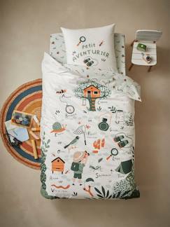 Têxtil-lar e Decoração-Conjunto capa de edredon + fronha de almofada para criança, Casa na Árvore