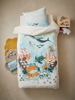 Têxtil-lar e Decoração-Conjunto capa de edredon + fronha de almofada para criança, Deep Ocean