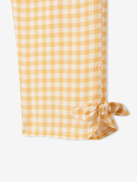 Calças curtas fluidas e estampadas, para menina AMARELO CLARO QUADRADOS 