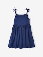 Lote de 2 vestidos de alças, 1 estampado + 1 liso, para menina AZUL MEDIO BICOLOR/MULTICOLOR+fúchsia 