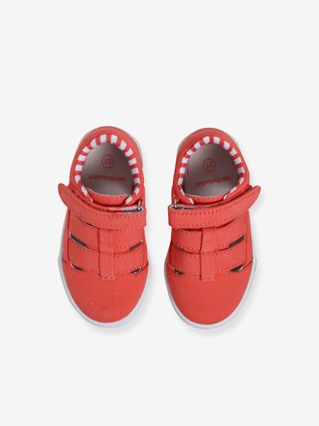 Sapatos em tecido, para bebé menina LARANJA VIVO LISO 