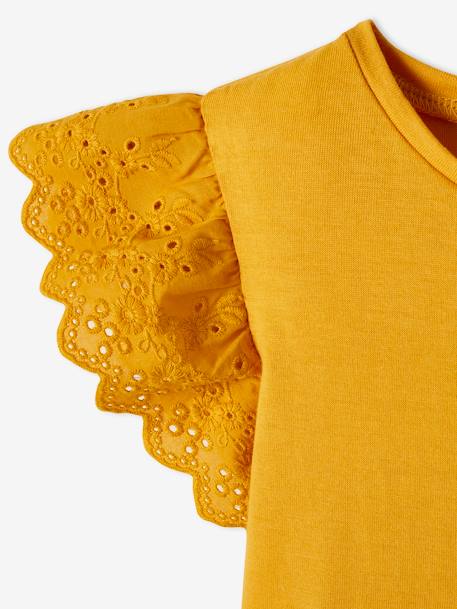 Conjunto t-shirt e calças fluidas e estampadas, para menina AMARELO MEDIO LISO 