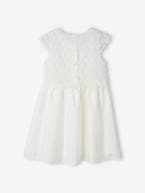 Vestido de cerimónia efeito 2 em 1 com sobreposição em macramé, para menina BRANCO CLARO LISO+rosa-nude 