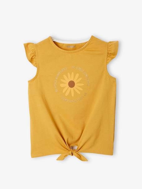 Conjunto t-shirt e calções com folhos AMARELO MEDIO LISO COM MOTIVO+coral+verde-água 