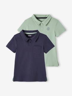 Menino 2-14 anos-T-shirts, polos-Polos-Lote de 2 polos lisos de mangas curtas, para menino