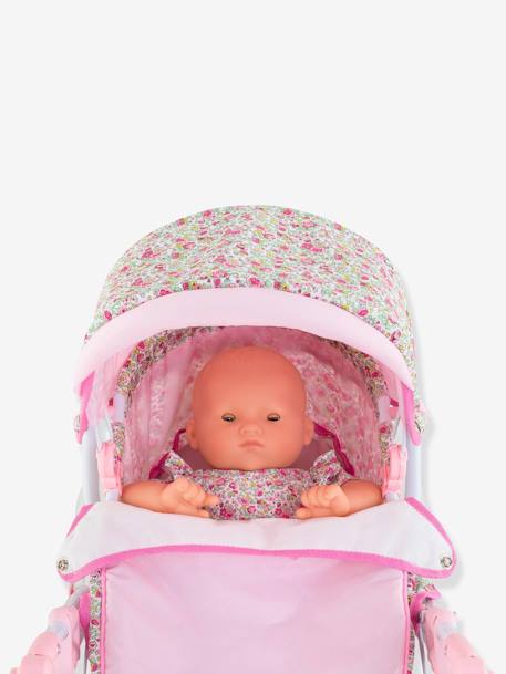Carrinho de bebé para boneca de 36/42/52 cm, da COROLLE ROSA MEDIO LISO COM MOTIVO 