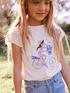 -T-shirt com bicicleta, para menina