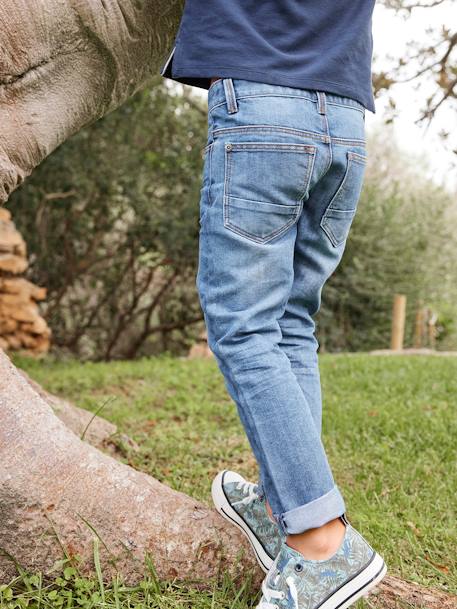 Jeans direitos indestrutíveis, para menino AZUL ESCURO DESBOTADO+AZUL ESCURO LISO+ganga cinzenta 