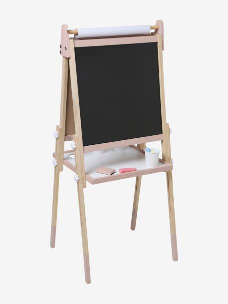 Quadro Montessori, dobrável e regulável em altura, 3 em 1, em madeira FSC® marinho+multicolor+ROSA MEDIO LISO 