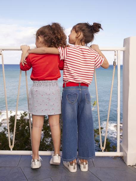 T-shirt às riscas, coração com lantejoulas, para menina azul-céu+BRANCO MEDIO AS RISCAS+marinho+riscas azuis 