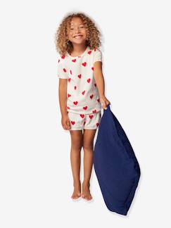 Menina 2-14 anos-Pijamas-Pijama coração de mangas curtas, para criança, em algodão biológico, da Petit Bateau