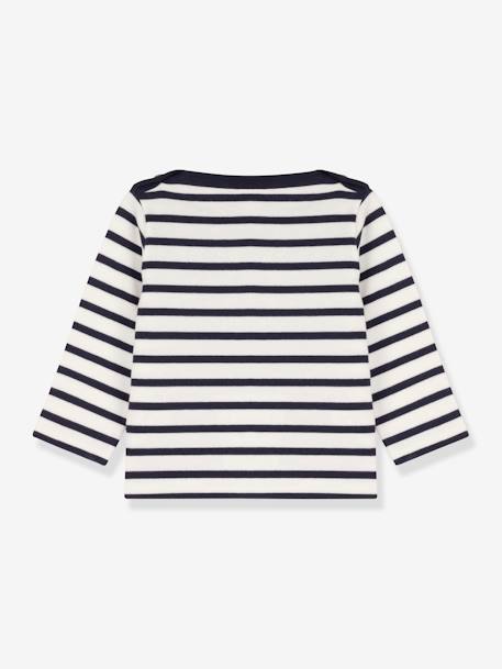 Camisola estilo marinheiro, para bebé, de mangas compridas, em algodão bio, Petit Bateau BRANCO MEDIO AS RISCAS 