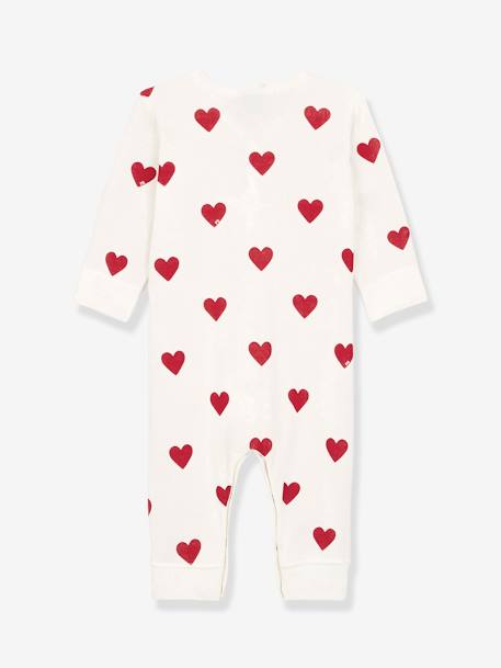 Pijama corações para bebé, em algodão biológico, da Petit Bateau BRANCO CLARO ESTAMPADO 