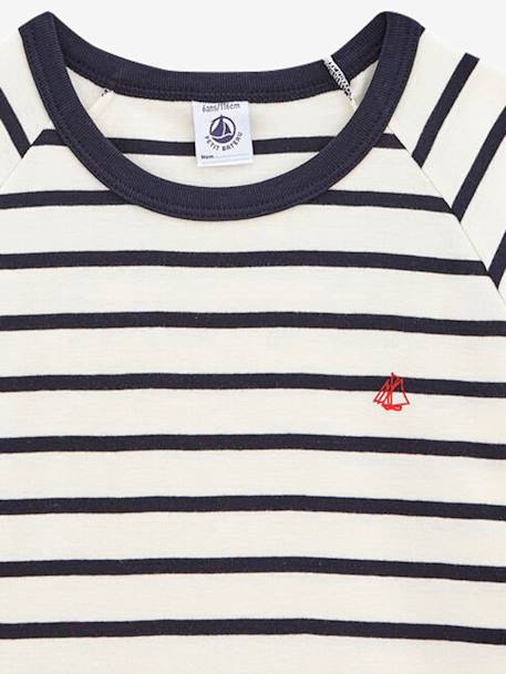 Pijama às riscas para criança, em algodão - Petit Bateau AZUL ESCURO AS RISCAS 