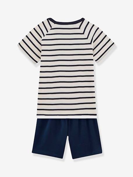 Pijama às riscas para criança, em algodão - Petit Bateau AZUL ESCURO AS RISCAS 