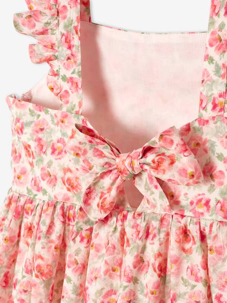 Vestido de cerimónia às flores, folho nas alças BRANCO CLARO ESTAMPADO 