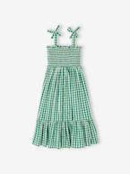 Vestido comprido aos favos, para menina VERDE MEDIO QUADRADOS 