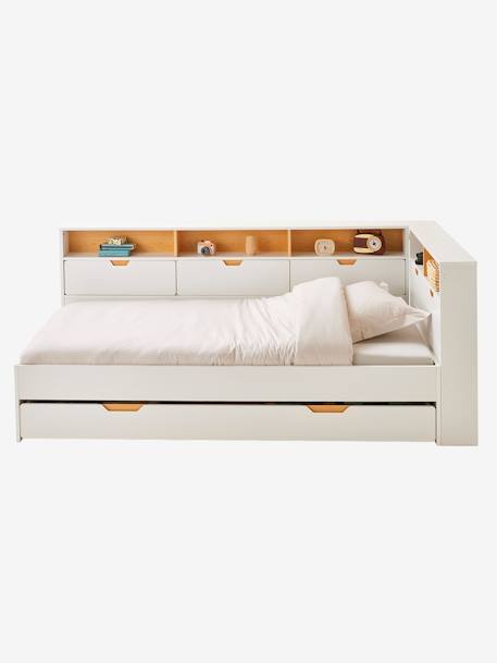 Cama para criança com várias arrumações, Tresor BRANCO CLARO LISO 