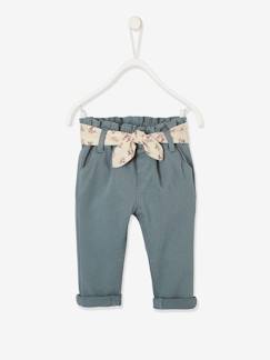 Bebé 0-36 meses-Calças, jeans-Calças com cinto em tecido, para bebé