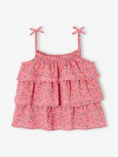 Menina 2-14 anos-Blusas, camisas-Blusa estampada com folhos, para menina